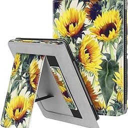 Fintie Stand Case for 6" Kindle Paperwhite (Fits 10th Generation 2018 and All Paperwhite Generations Prior to 2018) - Premium PU Leather Sleeve Cover with Card Slot and Hand Strap, Sunflowers-image-55