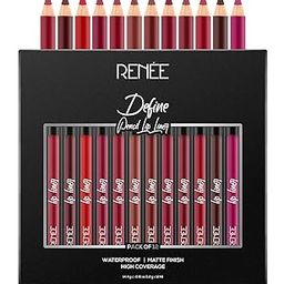 RENEE Define Matte Lip Liner, Long Lasting & Smudge Proof, Full Coverage, Intensely Pigmented, Easy Glide Formula, Vitamin E & Castor Oil Infused, Set of 12-49