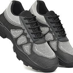 BIGGIE Men's Real Mesh Sport Safety with Steel Toe Light Weight Industrial Safety Shoes for Men 08 (UK/India) Black-picture-41
