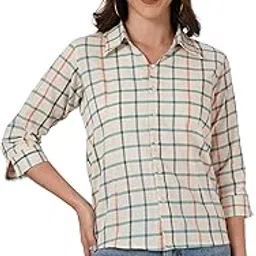 brownverse Women's Cotton Regular Fit Checked Shirt, Casual, Formal-picture-1