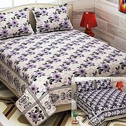 Fresh From Loom Polycotton Reversable 500 TC Heavy Bedsheet Cum Bed Spread for Double Size - 90 x 100 inch Purple with 2 Pillow Covers-image-13