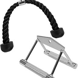 METAL HOUSE Combo Pack- Triceps Rope and Seated Rowing Handle, Gym Cable Attachment Multi-Training Bar-19