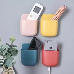 TECVITY 4 pcs Self Adhesive Multipurpose Yellow Wall Mount Remote Control & Mobile Phone Holder (Multi-Color) 4 Pcs.-image-17