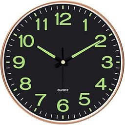 Evolluxi - Radium Wall Clock with Glow-in-The-Dark Silent Quartz Movement 12-inch Retro Design Ideal for Home, Office, Bedroom and Living Room Décor (Radium Black)-26