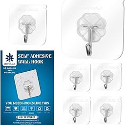 Droposale (Pack of 5 Waterproof Stick on Adhesives Stronger Wall Sticky Hooks Hangers for Hanging Robe, Coat, Towel, Keys, Bags, Lights, Calendars.-image-26