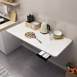 Solid Wood Wall Mounted Folding Round Corner Study Table| Wall Mount Table with Drawer | Foldable Laptop Desk for Home and Office Computer… (Matt White, 16 x 32 inch)-picture-29