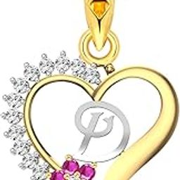 Valentine's Pink Flower Heart Initial D Letter CZ Gold and Rhodium Plated Alloy Pendant for Women and Girls-[VFJ1249PG]-10