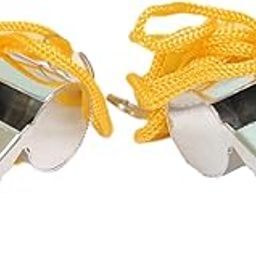 Hope Kart Whistle for Sports Coach Referee Police Football High Sound with Rope Lanyard for Kids Adults Stainless Steel Metal Seetee, Silver (Medium-2 pc)-29
