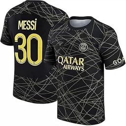 RJM PSG Messi 30 Football Team Black Official Half Sleeve Jersey Tshirt 2022/2023 (Kids,Boys,Men)-image-5