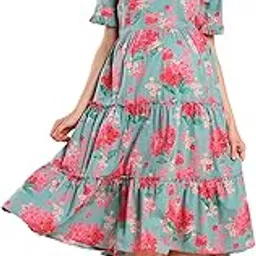 aanyor Floral Printed Cotton Maternity Fit & Flare Dress-picture-35