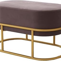 Brown Art SHOPPEE Bedroom Bench with Gold Base, Upholstered End of Bed Bench, Indoor Benches for Entryway Dining Living Room Window, Accent Ottoman Bench Long Seat Foot Stool (Brown)-image-17