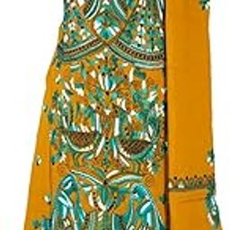 Women's Hand Embroidered Santiniketan Kantha Stitch Dress Material / 3 Pieces Salwar Suit (Earthen Yellow-625007-image-30