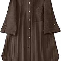 Polyester Solid Button Front Shirt Dress for Women || Roll Tab Sleeve & Collared Neck Flared Dress || Office || Summer Short Dresses for Women-image-68