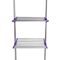UNIZONE Stainless Steel Foldable Cloth Dryer Stand Double Rack Cloth Stands for Drying Clothes Steel -131-3 Layer Cloth Stand-image-22