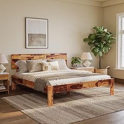Wakefit Bed | King (78 X 72) Sheesham Wood Bed Without Storage, 3 Year Warranty | - Andromeda - Natural-image-58