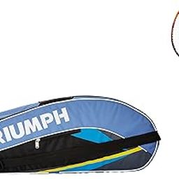 Triumph Velocity Graphite Hotmelt Light Weight Strung Badminton Racket with Titan-3R Single Compartment Badminton Bag Sky/Black-picture-10