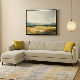 Casaliving Neyami LHS 6 Seater L Shape Sofa Set for Living Room (Cream) Premium Fabric Sofa Set-image-82