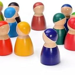 Jouets by Eduspark Kids Wooden Rainbow Peg Dolls | 12 Piece Montessori Toy Set for Toddlers & Preschoolers | Open-Ended Play Color Sorting Educational Learning Toy | Kids Wooden Toy Set-11