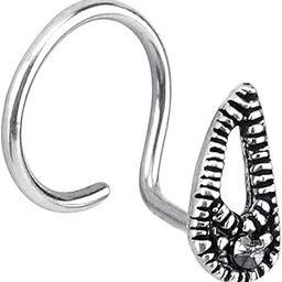 Pure 925 Sterling Silver Nose Pin | Little Paisley Wired Nose Pin | Oxidised Silver, Mercasite | Nose Pin For Women/Girls | Wired Nose Pin-image-26