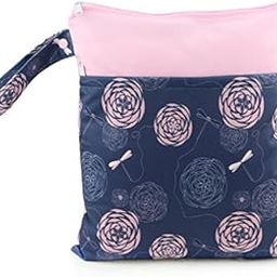 Hi Sprout Grab and Go Wet Dry Cloth Diaper Bags -Waterproof Washable Reusable Diaper Organizer (simple bag, dream dragonfly)-image-14
