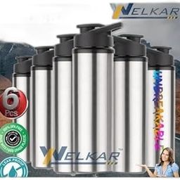 Stainless Steel Water Bottle 950 ml Each Set of 6 Silver | Gym Bottle | Home | Kitchen | Hiking | Treking Bottle | Travel Bottle (P|Design - 949for Home 3676 Kitchen-image-67