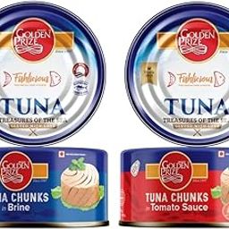 Golden Prize Combo - 1 x Tuna Chunk in Brine and 1 x Tuna Chunk in Tomato Sauce (2 x 185gms Each)-image-45