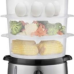 Elite Gourmet Maxi-Matic Electric Food Vegetable Steamer with BPA-Free 3 Tier Stackable, Nested Basket Trays, Auto Shut-off 60-min Timer, 800W, 9.5 Quart, Stainless Steel-picture-22