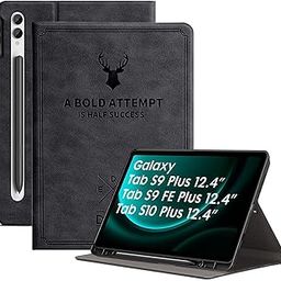 Robustrion Cover for Samsung Tab S10 Plus / S9 FE Plus / S9 Plus Case 12.4" Deer Flip Case with [S Pen Holder] for Samsung Galaxy Tab S10+ /S9+ /Tab S9 FE+ Tablet Cover [Auto Sleep/Wake] - Black-4