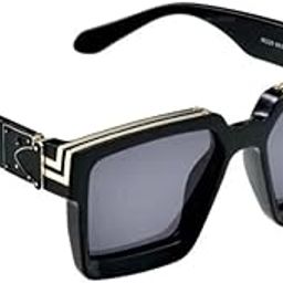 Vintage Square Retro Oversized Sunglasses for Women and Men - Classic Fashion Shades with UV400 Protection-image-3