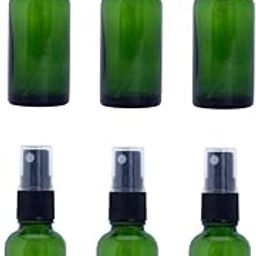 B.H.Industry [SET OF 6 PCS 30 ML GREEN GLASS BOTTLE with Spray Pump for Multi use DIY Perfume, Essential Oils, Blends, Aromatic Water, Beauty Products-78
