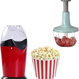 DRUMSTONE ( 5+5 Years Warranty ) 2-in-1 Popcorn Maker & Manual Food Chopper Combo | Hot Air Popcorn Machine + Hand Push Vegetable Dicer | Oil-Free, Easy Clean, Safe for Home & Kids-3