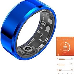 Tulbeys Fitness Tracker Smart Ring, Step Counter for Walking, Heart Rate Blood Oxygen Calorie Sleep Tracker Health Ring, IP68 Waterproof Design, Stainless Steel, 5-7 Days Battery Life(Blue, US9)-29