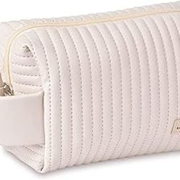 KROYWEN Cute Small Makeup Bag Portable Cosmetic Bag Travel Make Up Pouch Waterproof Toiletry Bags For Beauty Accessories Gift For Women And Girls (Beige), 18 x 12.5 x 7.5 Centimeters-image-19