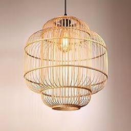 Habere India-All the Cultures Fabricating India Interior Lamps | Bamboo Pendant Lamp | Bamboo Lampshade | Interior Cane Lamps | Rattan Lamp Shade | Wicker Pendant Lamp (Diameter 38 CM, Height 40 CM)-image-82