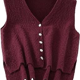 ™ Women Sweater Vest Breathable V Neck Casual Fashion Jumpers Sleeveless Gilet Dark Purple | Coats & Jackets | Womens Clothing-image-98