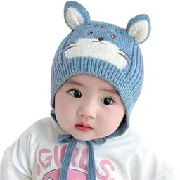ziory Wool Toddler Winter Hat Lion Face Detailed Cap Fleece Lined Winter Hat Caps For Kids - Blue For Baby Boys & Baby Girls (6-12Months)-picture-29