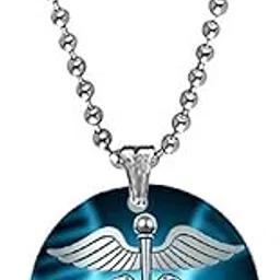 afh Caduceus Medical Sign Acrylic Pendant with Bead Chain | Medical Symbol Necklace-picture-31