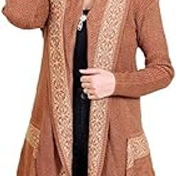 Women Ladies Girls Winter Wear Woolen Open Front Longline Hem Long Sleeves Shrug Cardigan-7