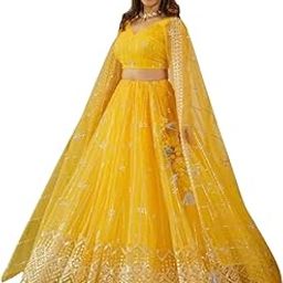 Women's Yellow Embroidered Lehenga Choli Set with Dupatta | Traditional Lehenga for Girls | Stylish Lehenga Choli for Haldi, Festive, Cultural & Ethnic Wear-picture-6
