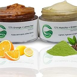 Greenviv 10% Orange + Lemon Lip Scrub & 10% Matcha + Green Tea Lip Mask Balm | Exfoliates & Helps Reduce Dark Lips for a Brighter, Even Tone | 20gm(Pack of 2)-image-64