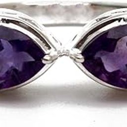 Natural Purple Amethyst Triangle Gemstone Ring For Her 925 Sterling Silver Ring Jewelry Gift For Women and Girls-image-52