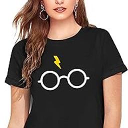 Women's Cotton Blend T-Shirts with Half Sleeves Regular Fit Anime Printed Pattern Standard Length and Round Neck-picture-9