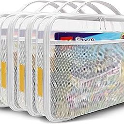 holay Set of 4 PVC storage bags with zipper for toys, plasticine and board games - with nominal label and pocket for manual (white, large)-picture-13