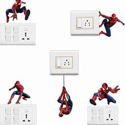 Spider-Man Wall Sticker Standard PVC Vinyl Size - Height 20Cm X 25Cm (Set of 5) Color - Multicolor-image-66