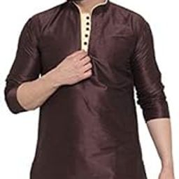 Men's Dupion Silk Angrakha Kurta (KHL_NAVY_P_Navy Blue_One Size)-image-18