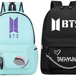 BTS Backpack Set for Girls & Boys | K-Pop School Bags with Taehyung Design & Fashion Logo | Lightweight Travel & College Backpack for Army Fans-9