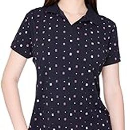 Push The Fashion Womens Polo Neck Printed T-Shirt/Collar Neck Tops/Tshirts for Girls (PT-007) (Small, Navy Blue) (S-PT-007-Navy Blue_wt)-46