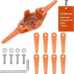 Rivershine Trimmer Blades Head,Compatible with Worx WG180,WG175,WG180,WG166,WG165,WG157,WG156,WG155 ，Can Replace WA0010&WA0004 Replacement spools.(WA0010 Blades Head 1+10+4Pack)-image-20