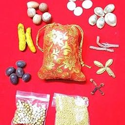 Click Pujan Shree Dhan Lakshmi Potli | ‎Kaudi, Gomti Chakra, Haldi Ganth, Kamal Gatta, Elaichi, Laung, Peeli Sarso, Sabut Dhaniya, Majitha | Ideal for Diwali, Dhanteras, Laxmi Poojan & Daily Worship-48