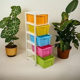 Plastic Drawer Organizer Self Standard Rectangular Multi Purpose Modular Drawer System Large Chest of Drawer Organizer for Home Office,Product Dimension When assembeled(5 Layer)23-38